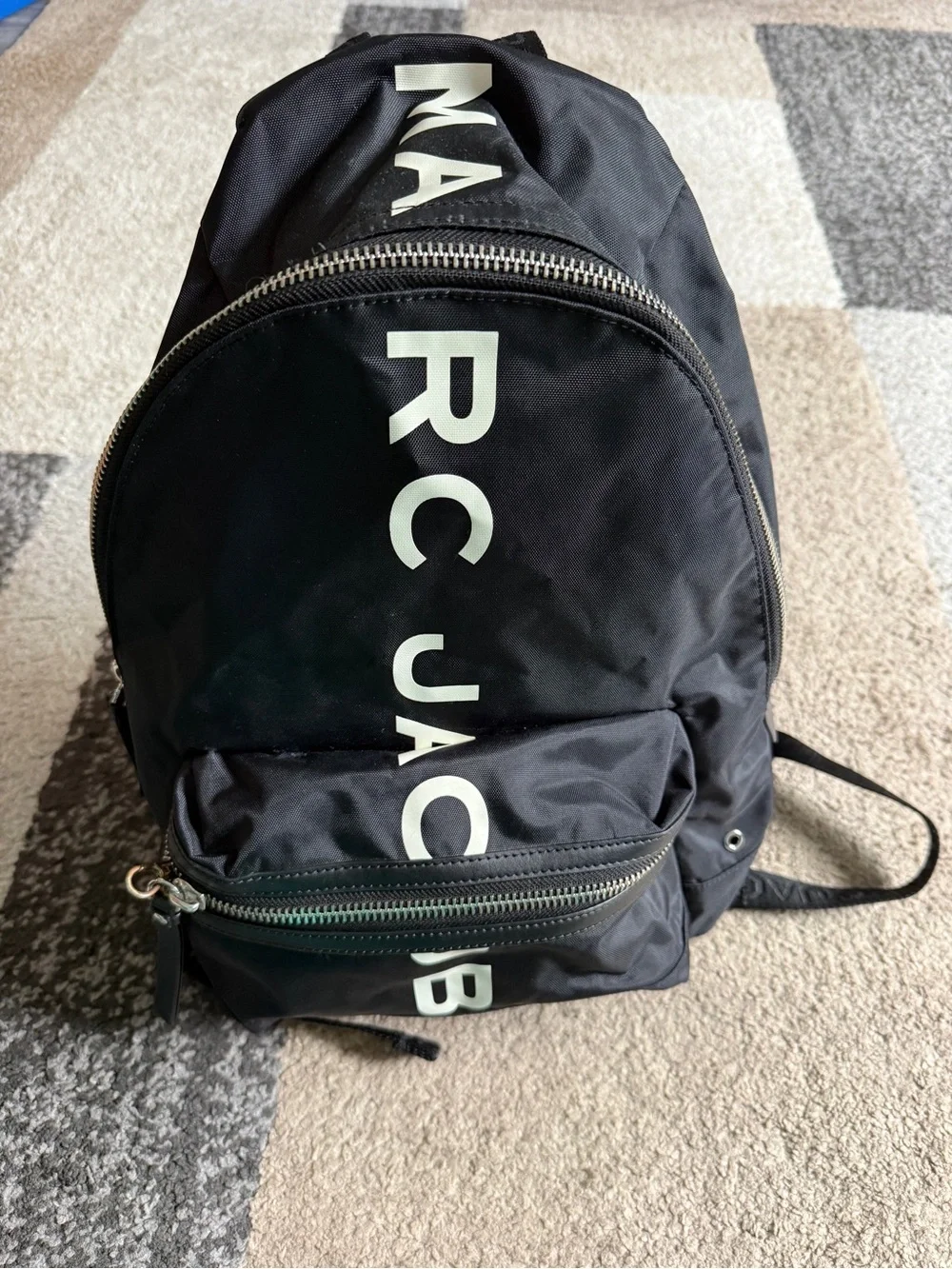 Marc Jacobs Black Suspira Nylon white Logo-Font Backpack